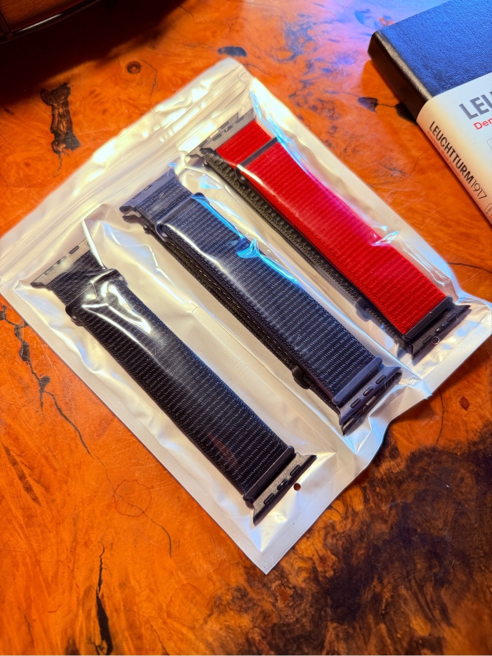 Nylon Loop Apple Watch Bands - 44mm - Black, Grey, Blue & Red